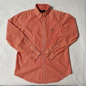 Ralph Lauren Orange Gingham Button-Up -- M